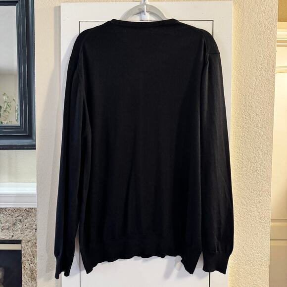 NWT Alfani Made in Italy Extra Fine Merino Wool V-Neck Men’s Sweater Black Sz XL - Picture 2 of 4